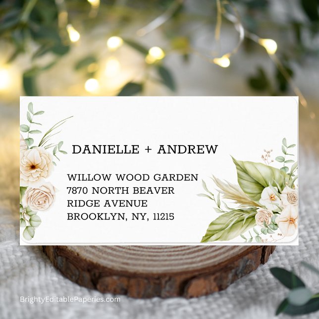Étiquette Mariage de laiton Pampas délicat (Elegant Pampas Touch: Enhance Your Wedding Details with Our Soft Delicate Pampas Grass Label.)