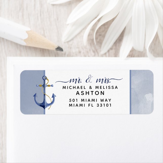 Étiquette mariage de l'événement #Nautical Dusty Blue Waterc (En situation)