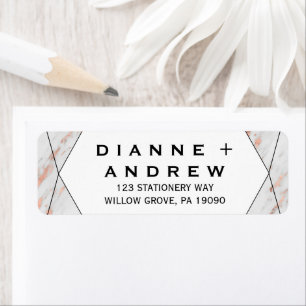 Étiquette Mariage de marbre géométrique rose Gold