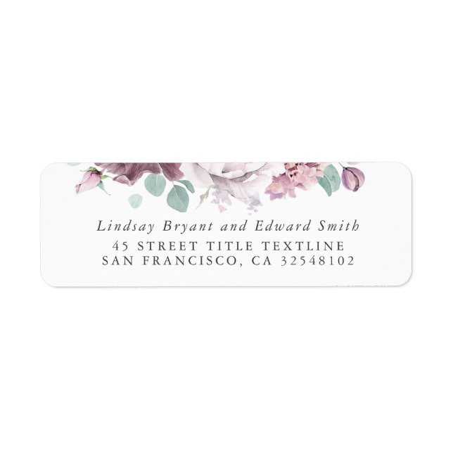 Étiquette Mariage de Mauve Floral (Devant)