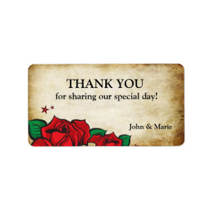 Étiquette Mariage de Merci Rose de tatouage