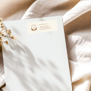 Étiquette Mariage de monogramme Floral Western Crest