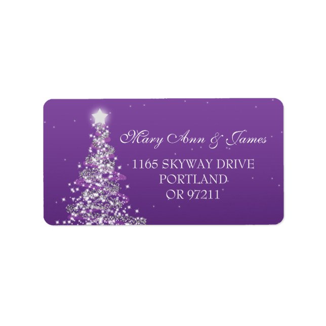 Étiquette Mariage de Noël Adresse violet (Devant)