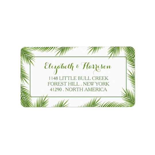 Étiquette Mariage de plage tropical de palmettes