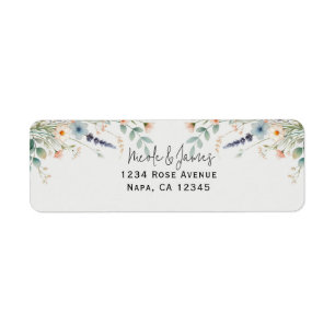 Étiquette Mariage de printemps aux fleurs sauvages aquarelle