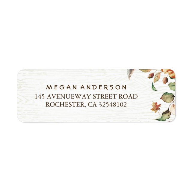 Étiquette Mariage de récolte des feuilles d'automne (Devant)