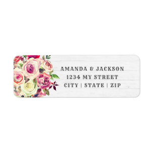 Étiquette Mariage de Rose rose et vert pâle Adresse de retou