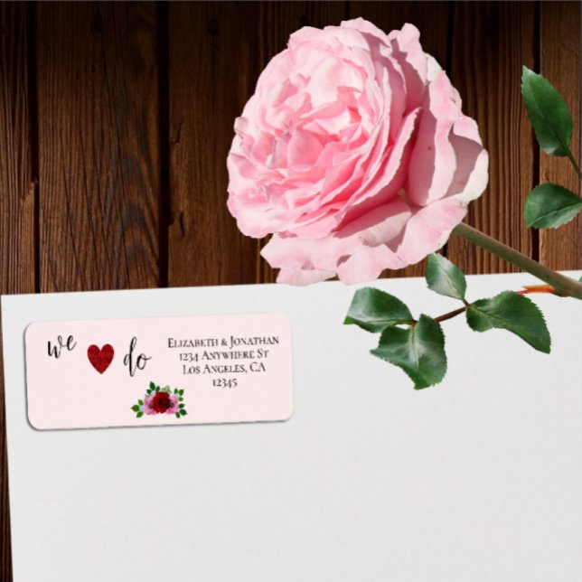Étiquette Mariage de roses rouges et roses (Créateur téléchargé)