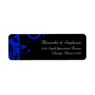 Étiquette Mariage de rotation noir/bleu royal
