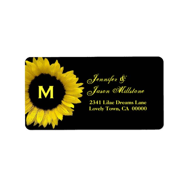 Étiquette Mariage de tournesol jaune (Devant)