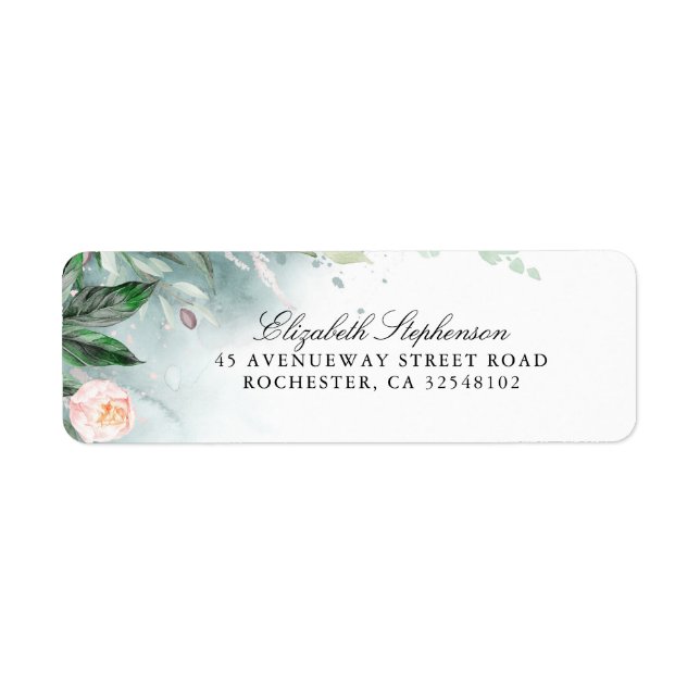 Étiquette Mariage de verdure et de fleurs rose (Devant)
