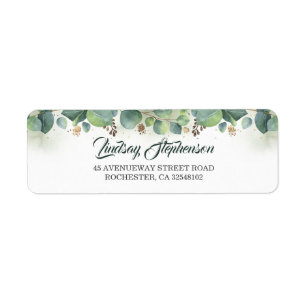 Étiquette Mariage de verdure et d'or d'eucalyptus