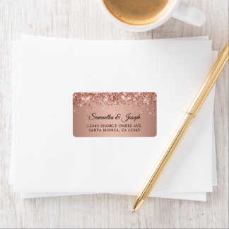 Étiquette Mariage dégradé or rose pailleté scintillant