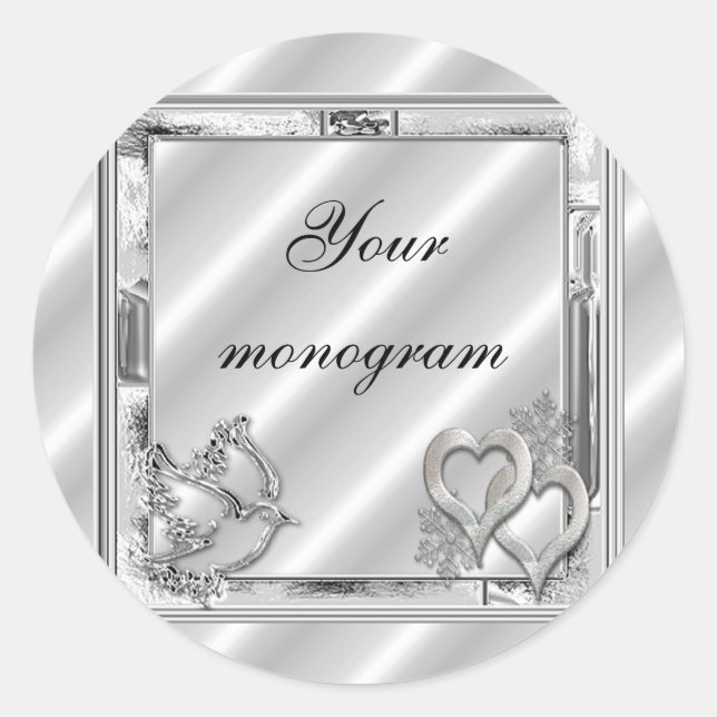 Étiquette Mariage d'enveloppe de vacances Silver W (Devant)