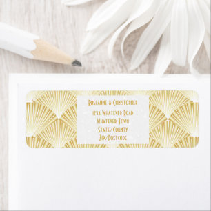 Étiquette Mariage design Art déco couleur or