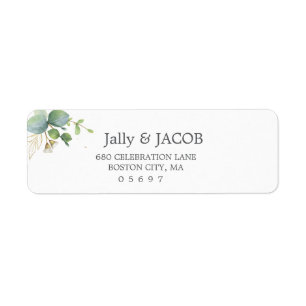 Étiquette Mariage d'été Eucalyptus de verdure rustique.