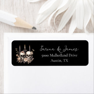 Étiquette Mariage d'Halloween noir gothique foncé Adresse de