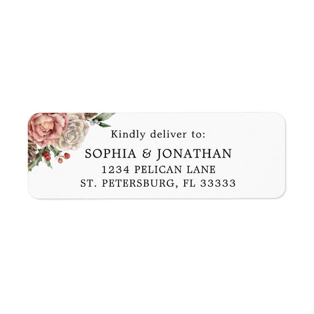 Étiquette Mariage d'hiver Floral RSVP réponse (Devant)