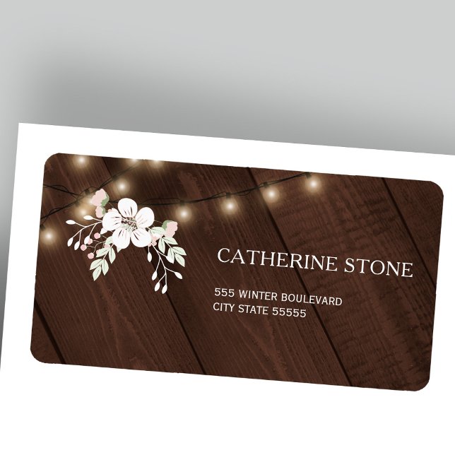 Étiquette Mariage d'hiver rustique et élégant | Bois de gran (Créateur téléchargé)