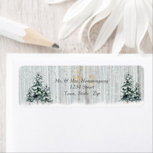 Étiquette Mariage d'hiver Sparkle Snowflakes Pine Trees