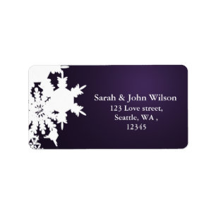 Étiquette mariage d'hiver violet adresse de retour de flocon