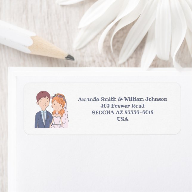 Étiquette Mariage d'illustration simple, semblable à un dess (En situation)