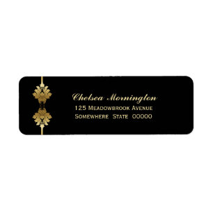 Étiquette Mariage d'or noir moderne Adresse de retour
