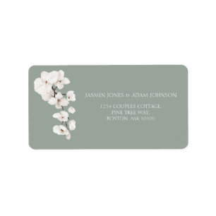 Étiquette Mariage d'orchidée blanche moderne Sage Green