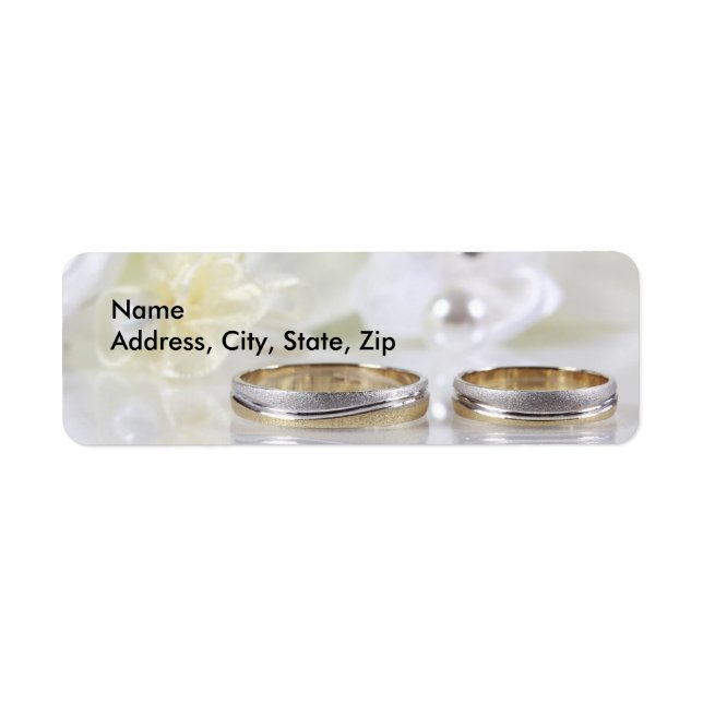 Étiquette Mariage Double anneaux adresse de retour (Devant)