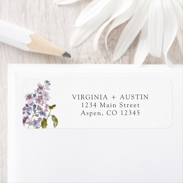 Étiquette Mariage Élégant au Lilas (Elegant Lilac Wedding Address Label by Painted Paperie
)