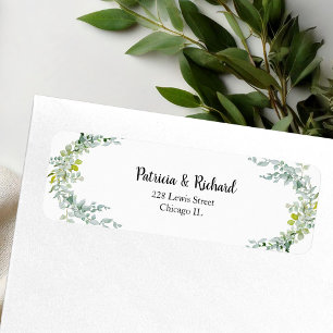 Étiquette Mariage élégant avec verdure d'eucalyptus