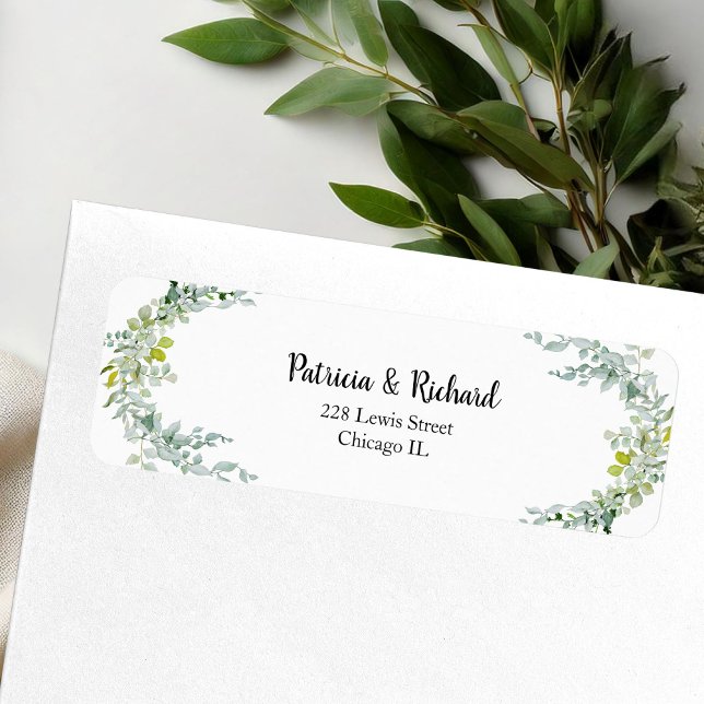 Étiquette Mariage élégant avec verdure d'eucalyptus (Créateur téléchargé)
