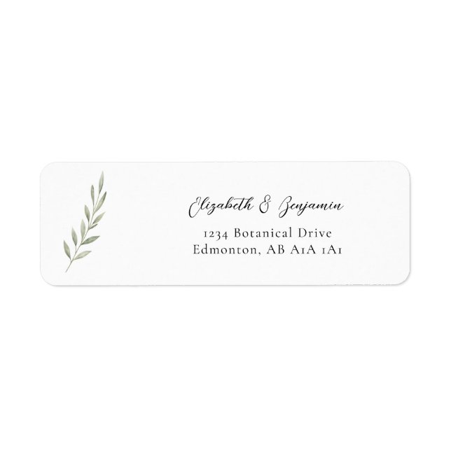 Étiquette Mariage Élégant Botanique Minimaliste (Devant)