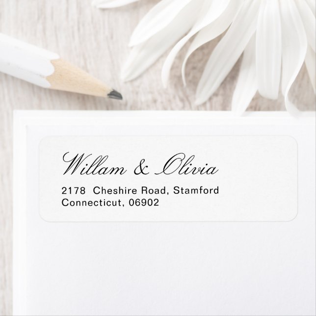 Étiquette Mariage élégant calligraphié noir et blanc (En situation)