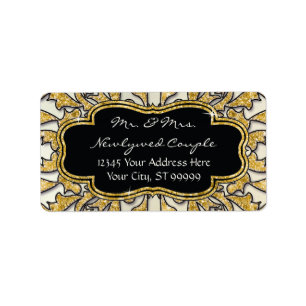 Étiquette Mariage élégant de remous de rouleau de parties