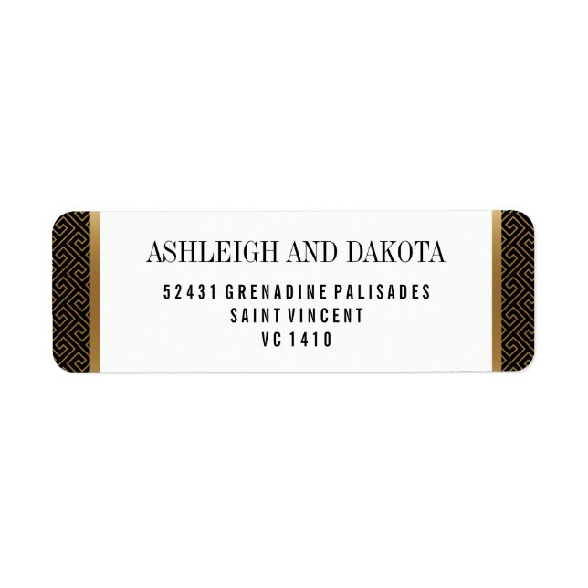 Étiquette Mariage | Elégant Formal Golden Géométrique sur No (Devant)