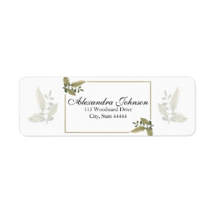 Étiquette Mariage Élégant Minimaliste avec Verdure