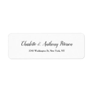 Étiquette Mariage Élégant Script Creative Black White Family