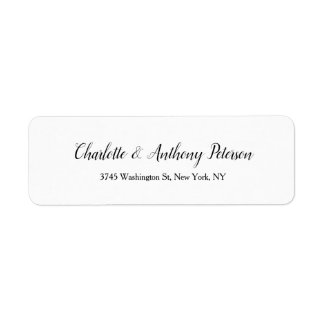 Étiquette Mariage Élégant Script Creative Black White Family