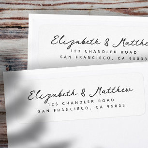 Étiquette Mariage Élégant Script Moderne Chic Adresse de ret