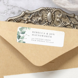 Étiquette Mariage Eucalyptus & Gold Confetti