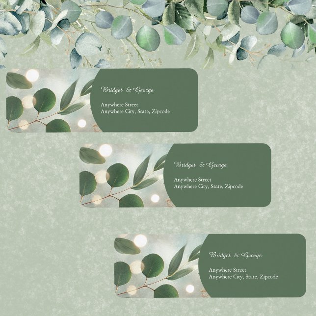 Étiquette Mariage Eucalyptus Vert Sage romantique (Créateur téléchargé)