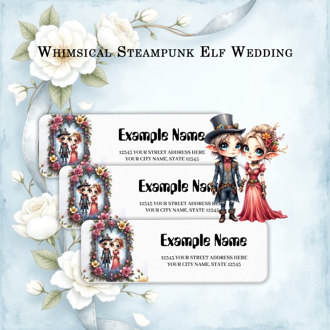 Étiquette Mariage Fantastique d'Elfe Steampunk Fantaisiste  (Créateur téléchargé)