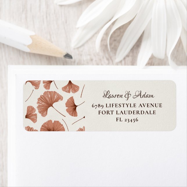 Étiquette Mariage Feuillage Terracotta Rustique  (En situation)