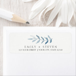 étiquette mariage feuille bleu poussiéreux