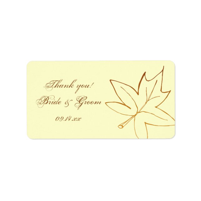 Étiquette Mariage Feuille d'érable d'automne Merci (Devant)