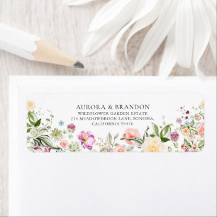 Étiquette Mariage Fleur de Champ à l'Aquarelle Romantique