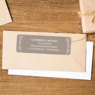 Étiquette Mariage Fleur sauvage de Bohême beige