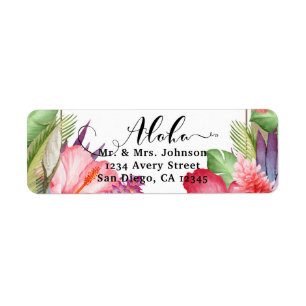 Étiquette Mariage Fleurs Florales Botaniques Tropicales Hawa