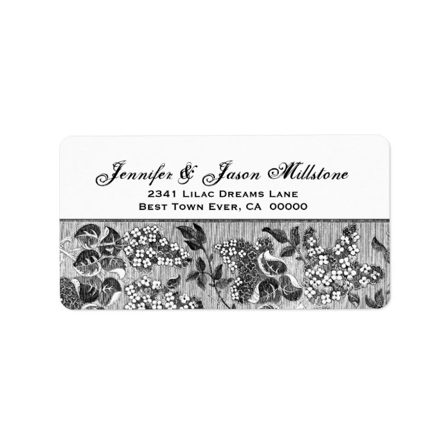 Étiquette Mariage Fleurs Vintages argentées et blanches (Devant)